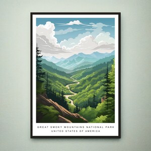 Great Smoky Mountains Nationalpark Illustration Druck Smoky Mountains Nationalpark North Carolina und Tennessee Poster Geschenk ungerahmter Druck