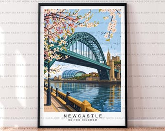 Newcastle upon Tyne Illustration Print Newcastle upon Tyne UK Poster Wall Art Gift Unframed Print