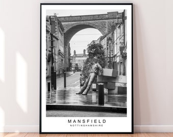 Mansfield Poster Print Minimalist Home Mansfield England Print Travel Poster Wall Decor