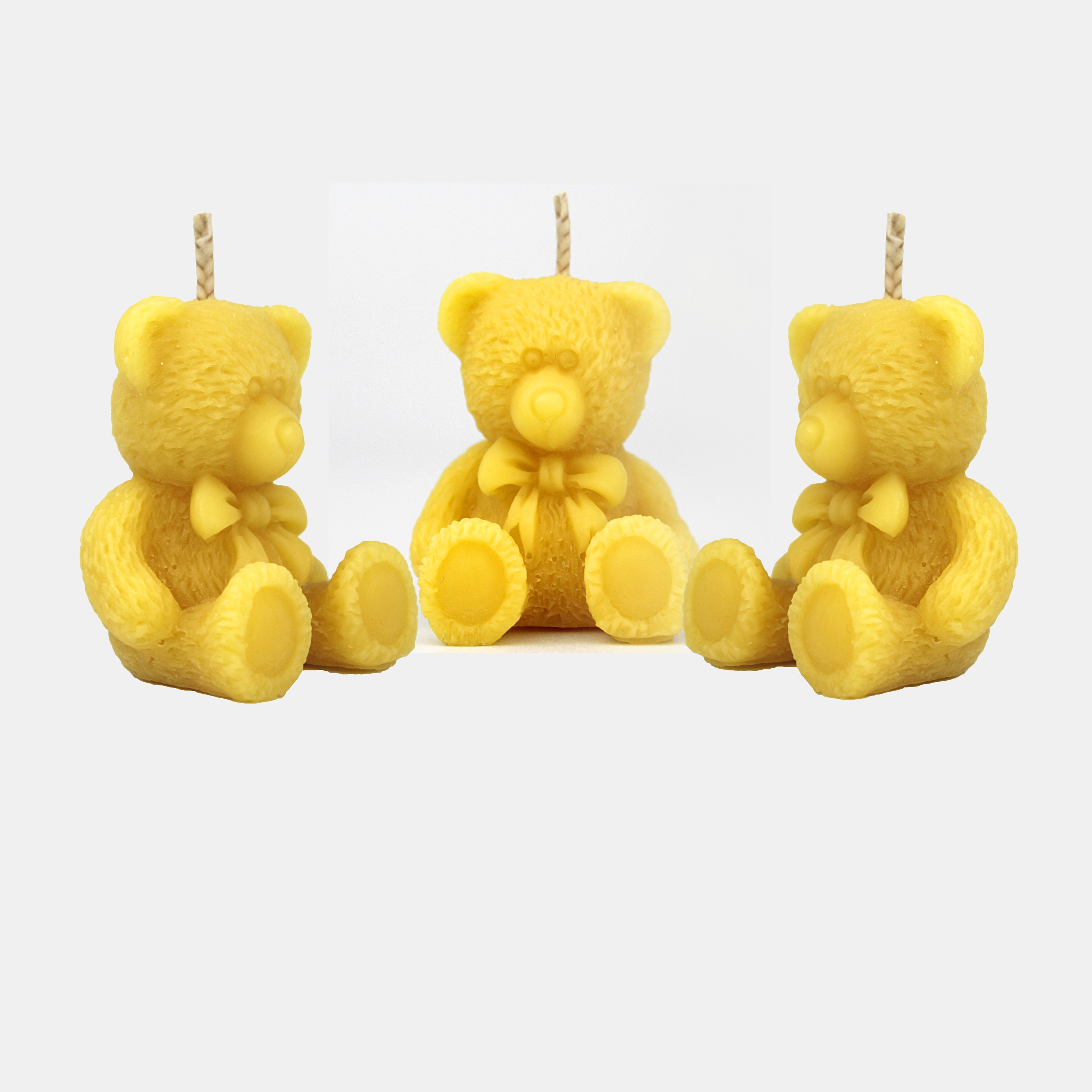 3pcs Handmade 100 Natural Beeswax Fun Cute Teddy Bear Candles Etsy