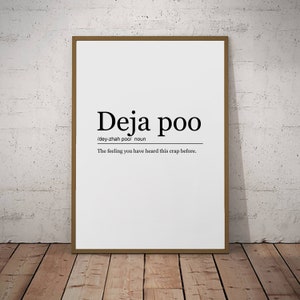 Deja Poo Print Definition Poster Wall Art Minimalist Bathroom Toilet Print