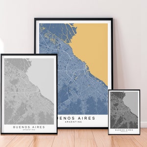 Buenos Aires City Map Print Minimalist Argentina Buenos Aires Home Map Poster Wall Decor - Mixed Colours Available