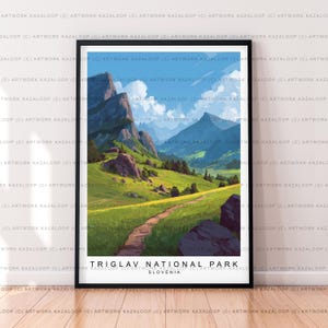 Triglav National Park Slovenia Unframed Illustration Print Poster Art Mountain Triglav Valley Nature Hiking Decor Triglav National Park