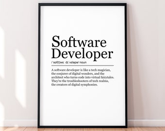 Software Entwickler Wertschätzung Fun Print Definition Poster Wandkunst Software Entwickler Minimalistisch Geschenk Print