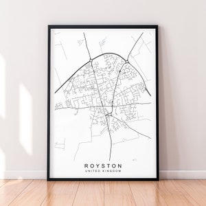 Royston Town Map Print Poster Minimalistische Wohnkultur Royston Hertfordshire England Karte Poster Wandkunst Decor