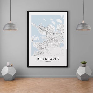 Reykjavik Islande City Map Print Minimalist Home Map Poster Wall Decor