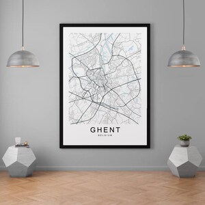 Gent Belgien Stadt Karte Druck Minimalist Home Map Poster Wanddekor