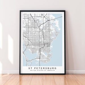 St. Petersburg Florida Kaart Print Poster Minimalistisch Home Decor St. Petersburg Florida USA Kaart Poster Wall Art Decor
