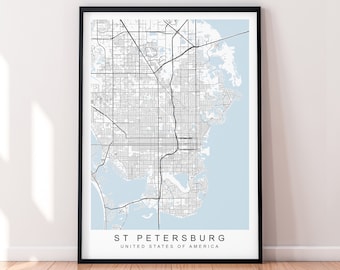 St. Petersburg Florida Map Print Poster Minimalist Home Decor St. Petersburg Florida USA Map Poster Wall Art Decor