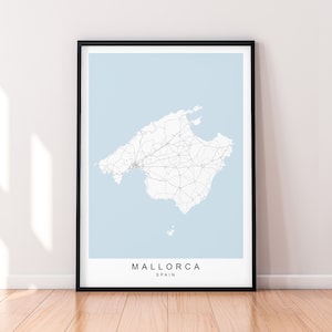 Mallorca Spanje kaart print poster minimalistisch interieur Mallorca Spanje kaart poster kunst aan de muur decor
