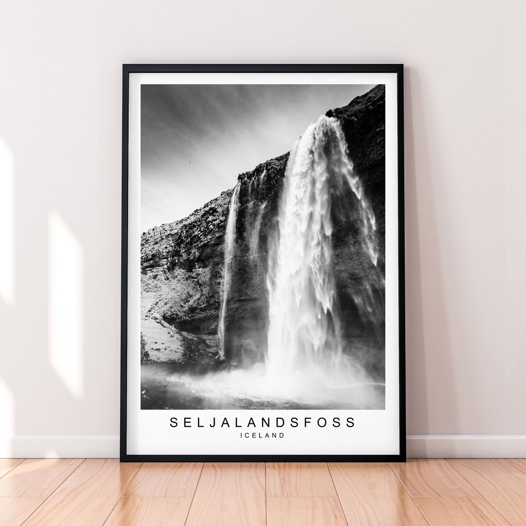 Seljalandsfoss Waterfall Iceland Print Seljalandsfoss Travel Poster ...