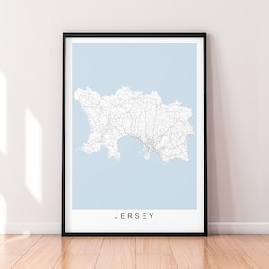 Jersey Insel Karte Print Poster Minimalist Home Jersey Saint Helier Kanal Insel Karte Poster Wand Kunst Dekor