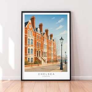 Chelsea Borough London kunst illustratie print Chelsea poster cadeau ingelijste print