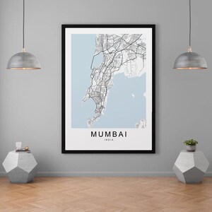 Mumbai kaart India kaart print minimalistische Home kaart poster wand decor