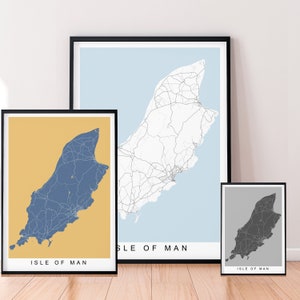 Isle of Man Map Print Minimalist Isle of Man Home Map Poster Wall Decor - Mixed Colours Available