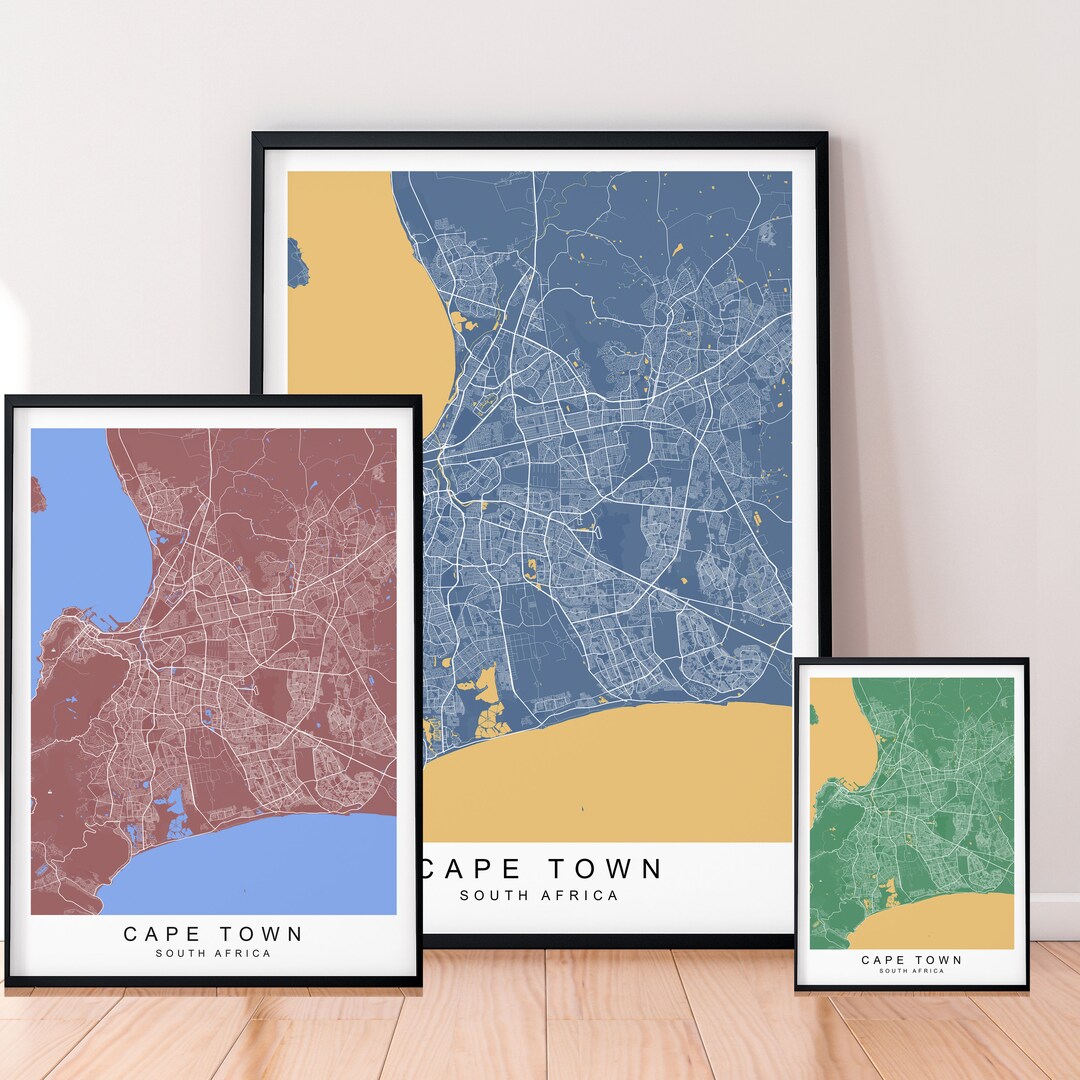 Cape Town Map Print South Africa Cape Town Minimalist Cape Town City ...