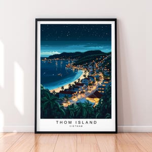 Thom Island Travel Night Illustrazione Stampa Thom Island Phu Quoc Poster Wall Art Regalo Stampa senza cornice