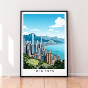 Hong Kong Illustration Print Hong Kong City View Poster Gift Unframed Print