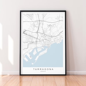 Tarragona Karte Druck Illustration Tarragona Spanien Karte Poster Wand Kunst Geschenk Ungerahmter Druck