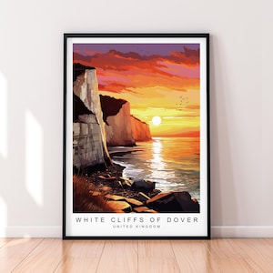 White Cliffs of Dover Illustration Print White Cliffs of Dover Poster Wall Art Gift Unframed Print
