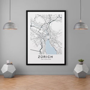 Zürich Schweiz Stadt Karte Druck Minimalist Home Map Poster Wanddekor