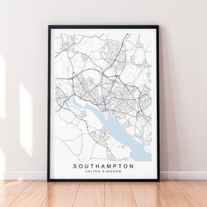 Southampton City England Map Print Poster Minimalist Home Decor Southampton England UK Map Poster Wall Art Decor