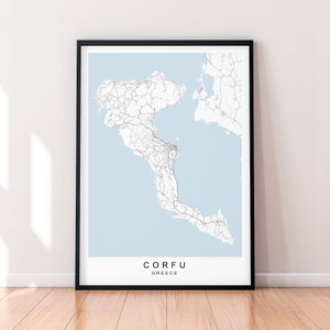 Korfu Insel Griechenland Karte Print Minimalist Poster Wall Decor