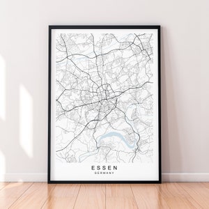Essen City Map Duitsland Print Poster Minimalistisch Home Decor Essen Duitsland Kaart Poster Wall Art Decor