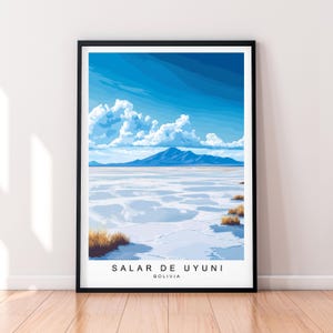 Salar de Uyuni Illustration Print Uyuni Salt Flat Poster Wall Art Gift Unframed Print