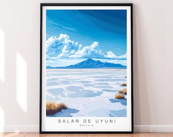 Salar de Uyuni Illustration Print Uyuni Salt Flat Poster Wall Art Gift Unframed Print