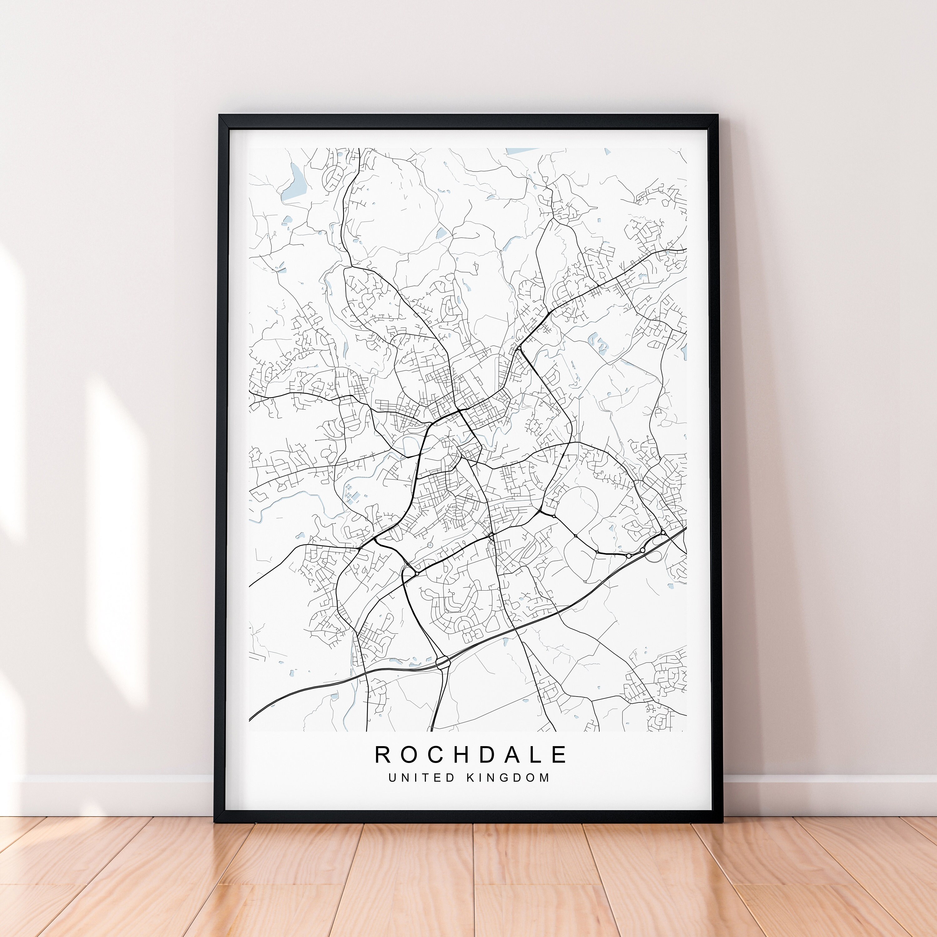 Rochdale Map England Print Poster Minimalist Home Decor Rochdale UK ...