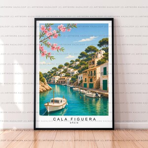 Cala Figuera Majorca Beach Coast Art Illustration Print Cala Figuera Mallorca Poster Gift Unframed Print