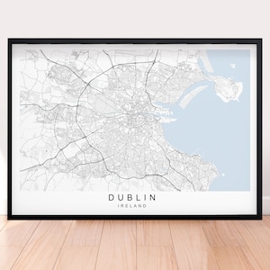 Dublin Ireland Horizontal City Map Print Minimalist Home Map Poster Wall Decor