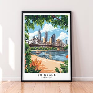 Stampa decorativa da parete con illustrazione di Brisbane, poster di viaggio di Brisbane, Australia, regalo, stampa senza cornice