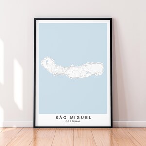 SMalo Miguel Island Karte Portugal Print Poster Minimalistisches Home Dekor Sao Miguel Island Portugal Stadt Karte Poster Wand Kunst Dekor