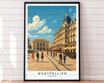Montpellier France Unframed Illustration Print Poster Art, Montpellier Wall Art, Montpellier Travel Print, Montpellier Architecture Poster