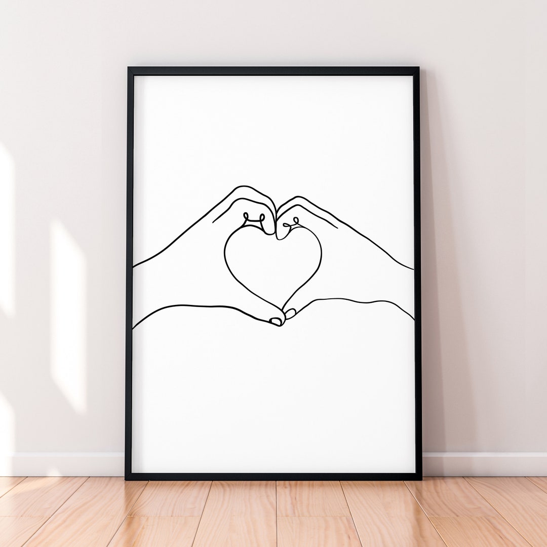 Manos Haciendo Coraz n Amor L nea Impresi n Cartel Parejas Amor Arte 