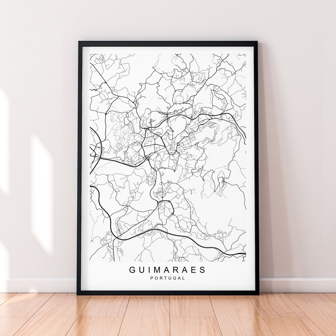 Guimaraes City Map Portugal Print Minimalist Guimaraes Portugal Town ...