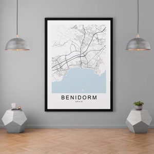 Benidorm Spanien Stadt Karte Druck Minimalist Home Map Poster Wand-Dekor