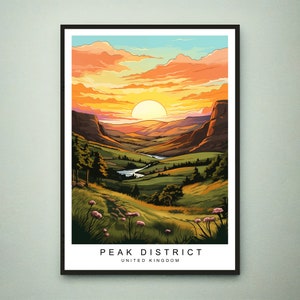 Peak District Illustration Print Peak District National Park Travel Poster Gift Unframed Print