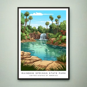 Impresión de ilustración del parque estatal Rainbow Springs Póster del parque estatal Rainbow Springs Impresión sin marco para regalo