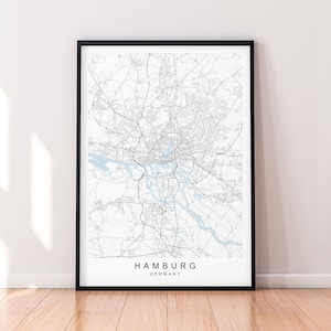 Hamburg City Map Germany Print Poster Minimalist Home Decor Hamburg Germany Map Poster Wall Art Decor
