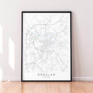 Wrocław Poland City Map Print Minimalist Home Wroclaw Map Poster Wall Decor