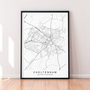 Cheltenham City England Karte Print Poster Minimalist Home Decor Cheltenham England UK Karte Poster Wand Kunst Decor