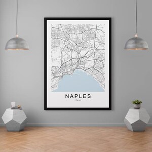 Nápoles mapa itália cidade mapa impressão minimalista casa mapa cartaz decoração da parede