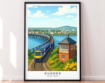 Dundee Travel Print Art Illustration Dundee Scotland Plakat Sztuka ścienna Prezent Wydruk bez ramki