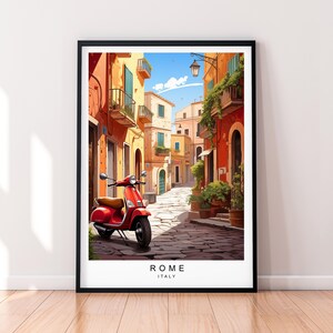Stampa illustrazione scooter Roma Roma Italia Scooter Poster Wall Art Regalo Stampa senza cornice