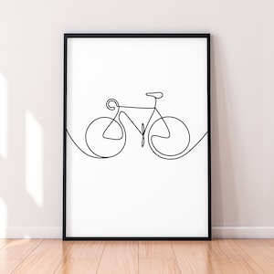 Bike Bicycle Print Line Art Poster Wall Art Minimalist Print (V3)