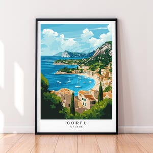 Corfu-eiland kunst aan de muur print illustratie Corfu Griekenland poster kunst aan de muur cadeau ingelijste print
