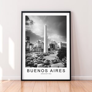 Buenos Aires Argentina City Greyscale Art Print Minimalist Home Map Poster Wall Decor